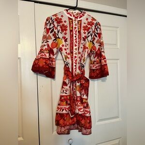 Floral Red and White Dress